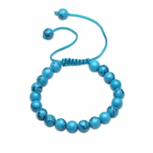 Шарм красная струна ручной работы браслеты-Макраме Камень Круглый бисер кристаллы браслет ювелирные изделия из натурального камня синий зеленый женские ювелирные изделия