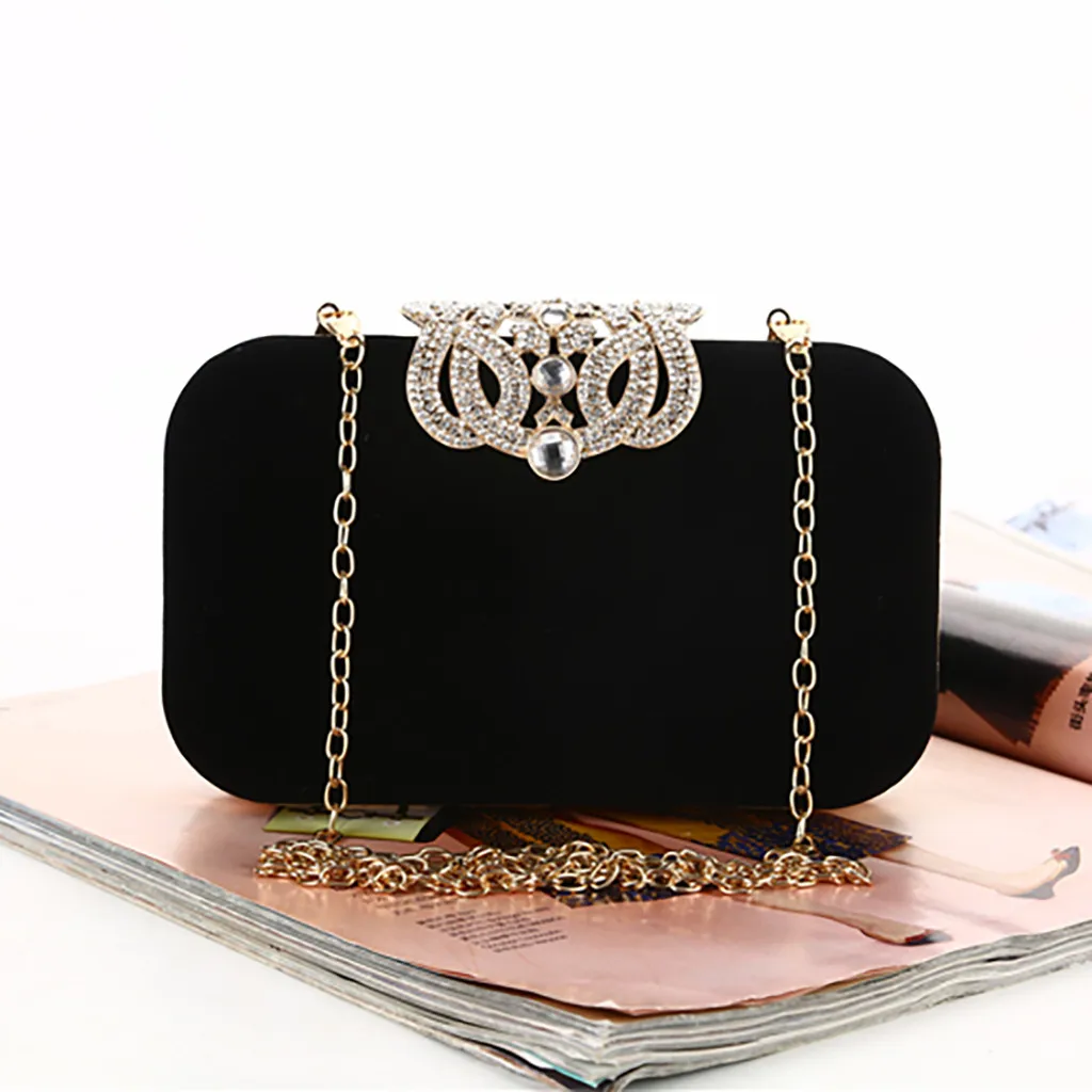 

Women crossbody Bag Handbag New Vintage Crown Diamond Suede Evening Bag Clutch Shoulder Bags Women handbag Sac Main Femme 2019