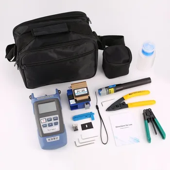 

FTTH Fiber Optic Tool Kit Fiber Cleaver FC-6S Optical Power Meter Cable Wire Stripper Visual Fault Locator 5mW