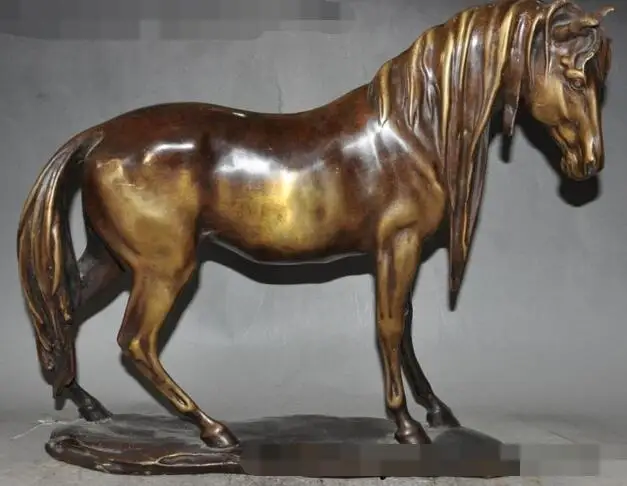 

S01303 15"chinese fengshui bronze zodiac animal run horse Tangma steed Success statue B0403