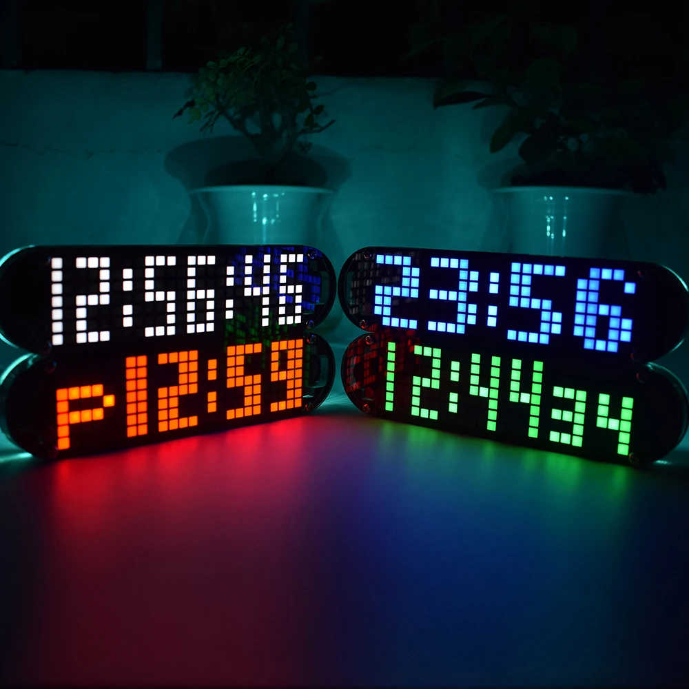 

DS3231 temperature meter High Accuracy DIY Digital Dot Matrix LED Alarm Clock Kit with Transparent Case Date Time Display