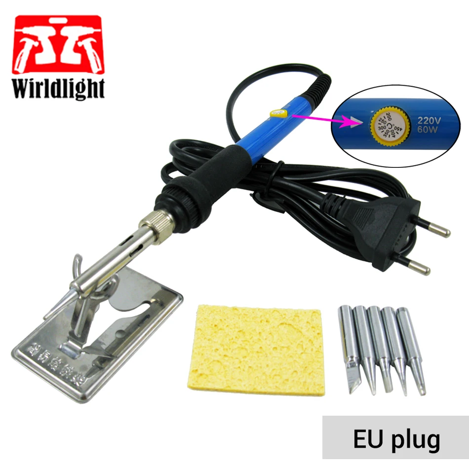 

220V 60W Electric Adjustable Temperature Soldering Iron hot Gun Soldering kit aluminum solder station iron tip cautin tools