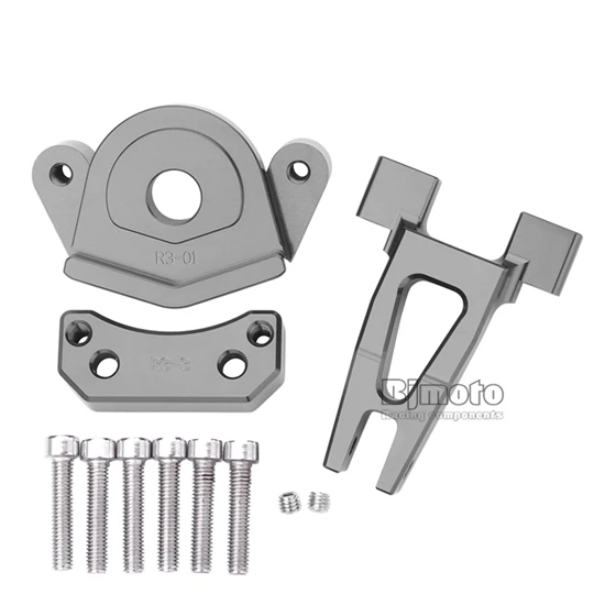 Мотоцикл с ЧПУ рулевой демпфер стабилизатор с монтажным кронштейном комплект для Yamaha YZF R3 R25 Регулируемый двигатель - Цвет: Mount Kit Titanium