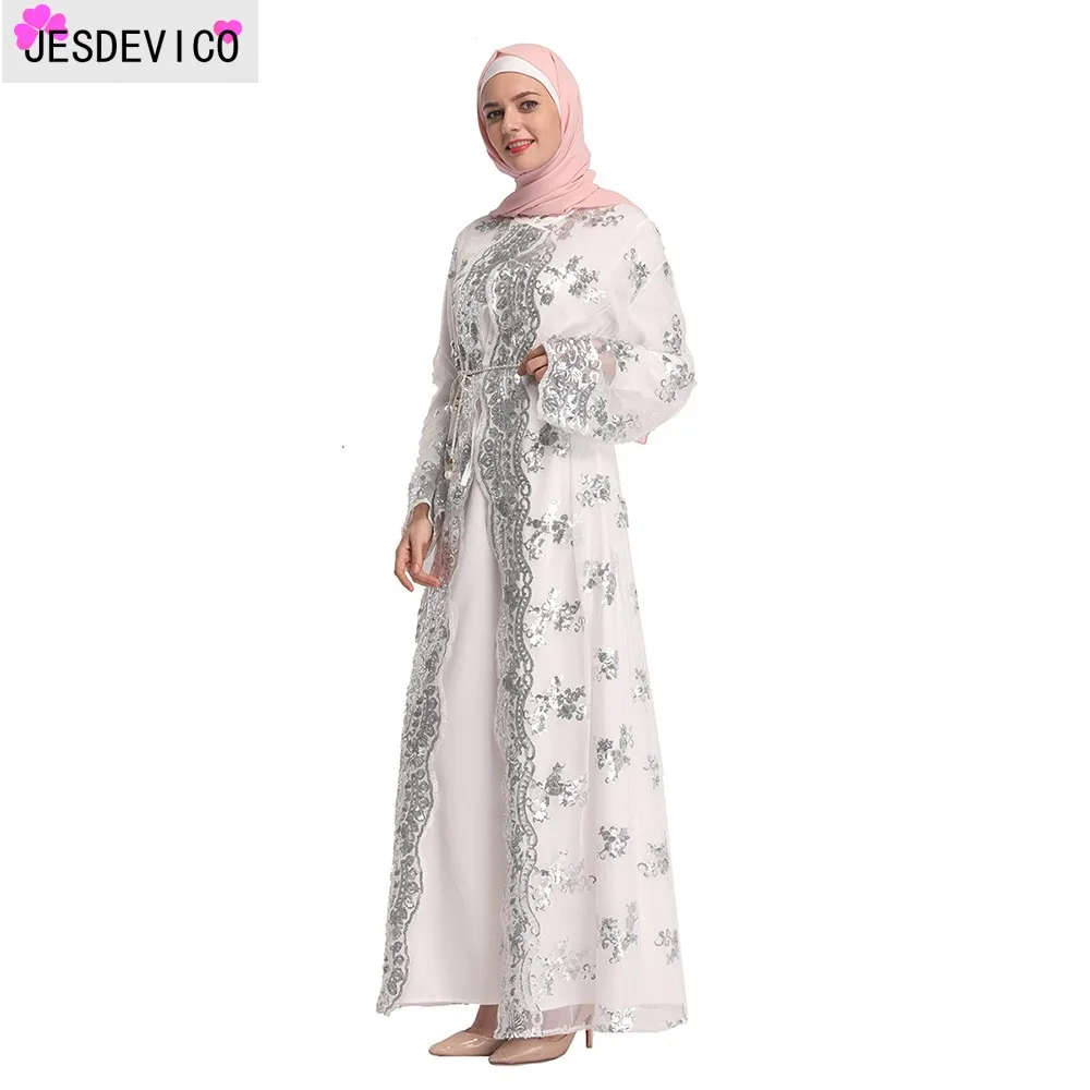 

New Luxury Muslim Embroidered Floral Abaya Full Dress Flare Sleeve Cardigan Lace Robe Robe Middle East Ramadan Arab Islam dress