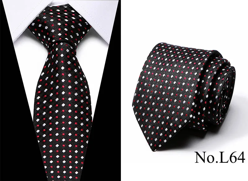 49 цветов Классический 7,5 см галстук для мужчин шелковый галстук роскошные полосатые тонкие галстуки для мужчин костюм галстук для свадебной вечеринки - Цвет: L64