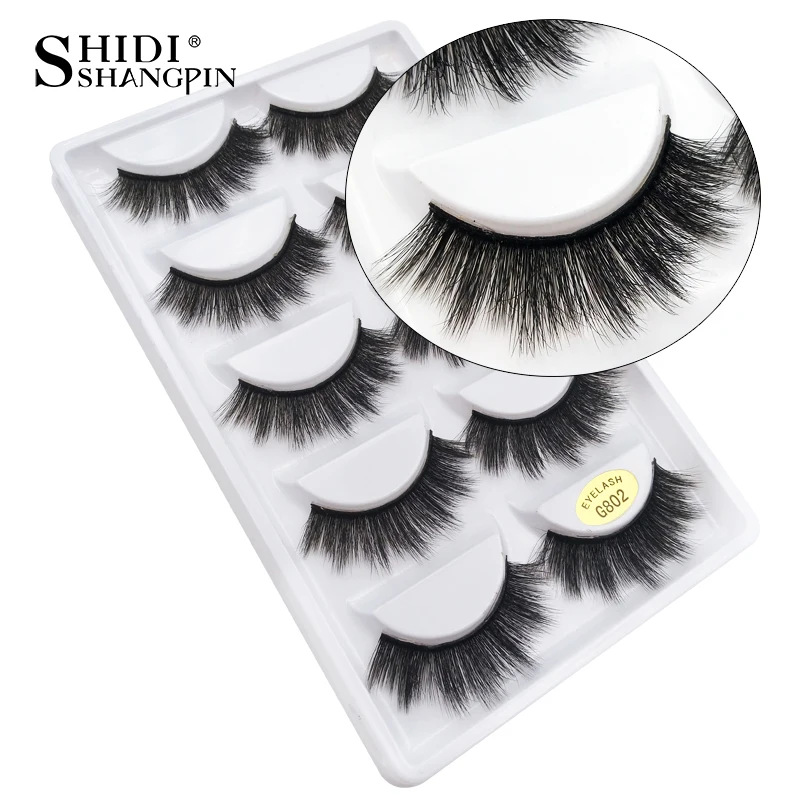

SHIDISHANGPIN 5 pairs mink eyelashes natural long makeup false eyelashes 3d mink lashes full strip lashes 1 box false eyelash