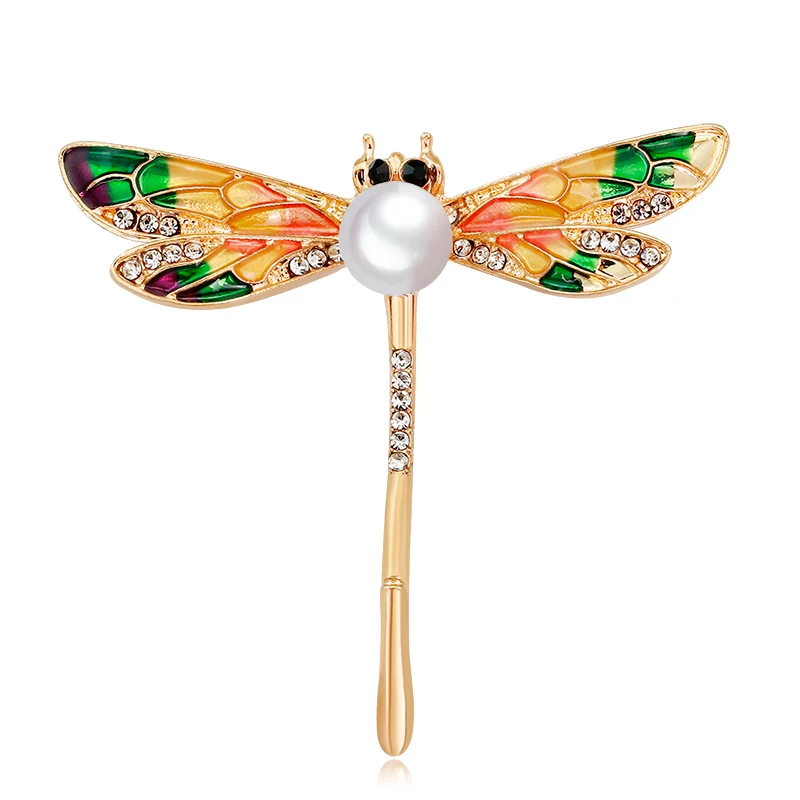 Fashion Cute Enamel Dragonfly Pin And Brooch Vintage Metal Rhinestone For Women Kid Clip Scarf Badges Jewelry | Украшения и