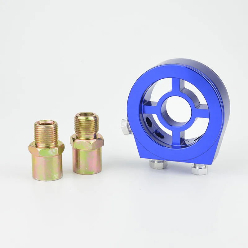 

Universal Car Oil Temp gauge and Oil Pressure gauge Cooler Filter Cooler Sandwich Adapter Relocation kit Blue free shipping