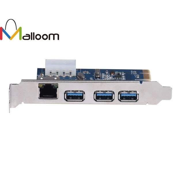 Malloom сети Gigabit Ethernet LAN+ 3 Порты и разъёмы USB 3,0 PCI-E карты PC адаптер конвертер IEEE 802.3az Sup Порты и разъёмы s Wake-on-LAN