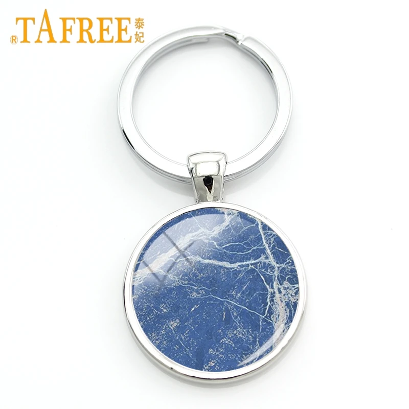 

TAFREE New Fashion Mystery Mixed Marble Stone Photo Art Picture Keychain Key Chain Glass Dome Men Women Key Ring Jewelry ZY105