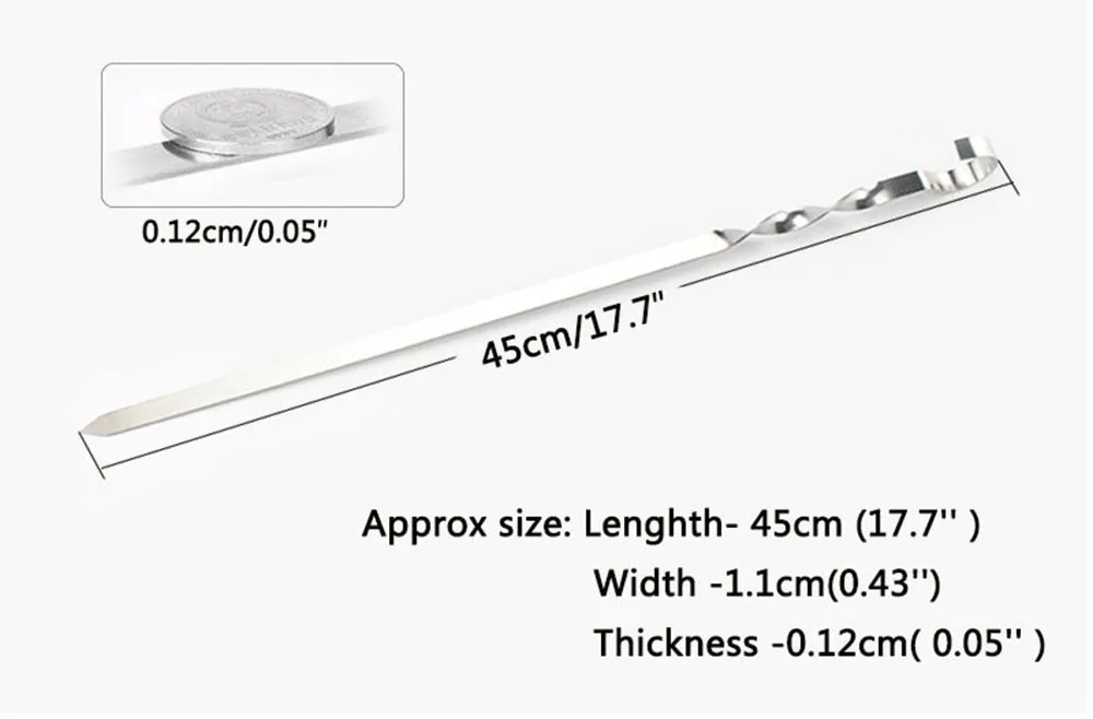 Шампур из нержавеющей стали барбекю на гриле шампуры стальная игла шампура для шашлыка шашлык кабоб шампуры w/кольцо наконечник ручки 10 шт 45 см/17,7''