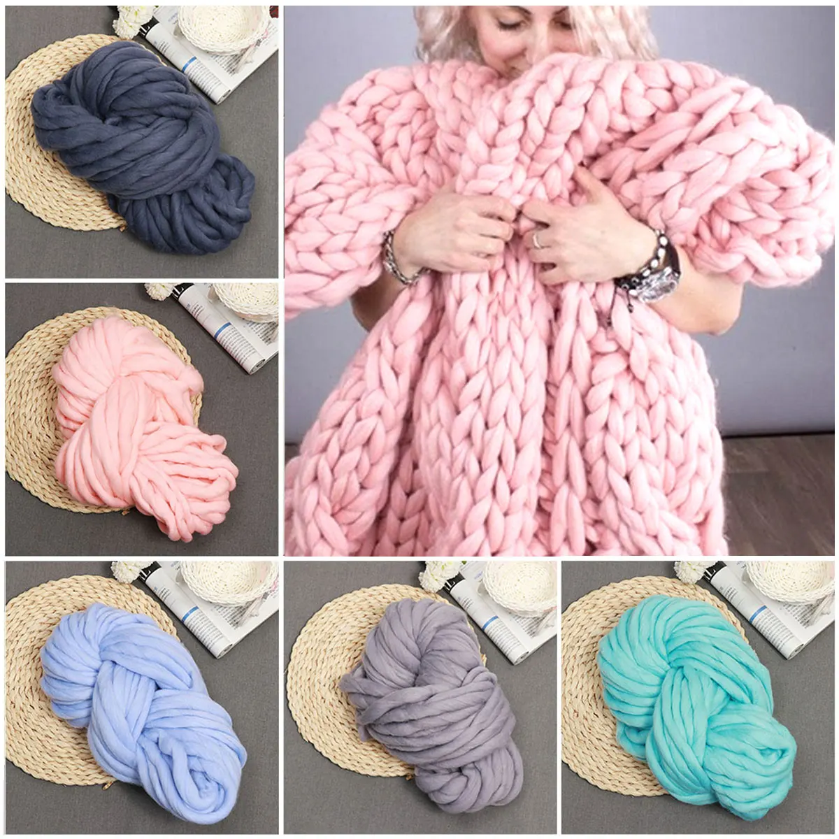 Smooth DIY Icelandic Chunky Wool Yarn Coarse Super Soft Bulky Arm Knitting Wide Acrylic Yarn Smooth DIY Icelandic Chunky Wool Yarn Coarse Super Soft Bulky Arm Knitting Wide Acrylic Yarn