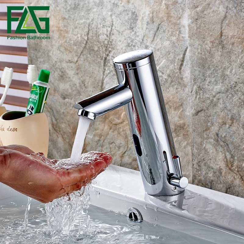 

FLG Sensor Faucet Bathroom Automatic Hands Touch Free Water Saving Inductive Electric Water Tap Battery Power Basin Faucets