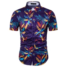 Летний британский стиль мужская с короткими рукавами рубашки мужчин печати хлопок высокого качества и шелковая рубашка Размер м-3XL