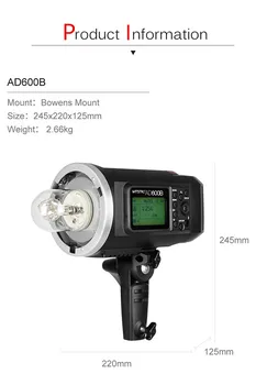 

GODOX AD600BM HSS 2.4G Wireless Flash Light Speedlite,X1 Transmitter,AD-H600B Head,Draw-Bar Carry Bag,Light Stand CD15