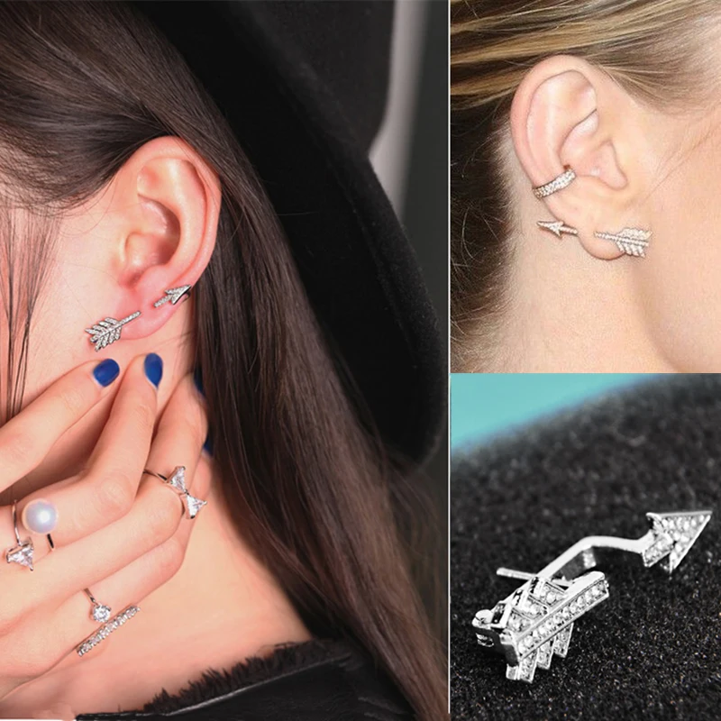 Buy Fashion Creative Zircon Arrow Earring Girls Double