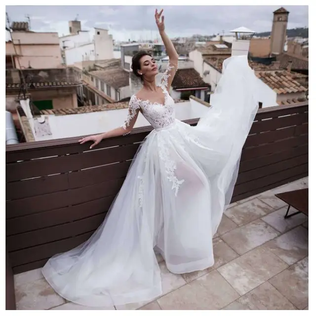 mini wedding dress with detachable train