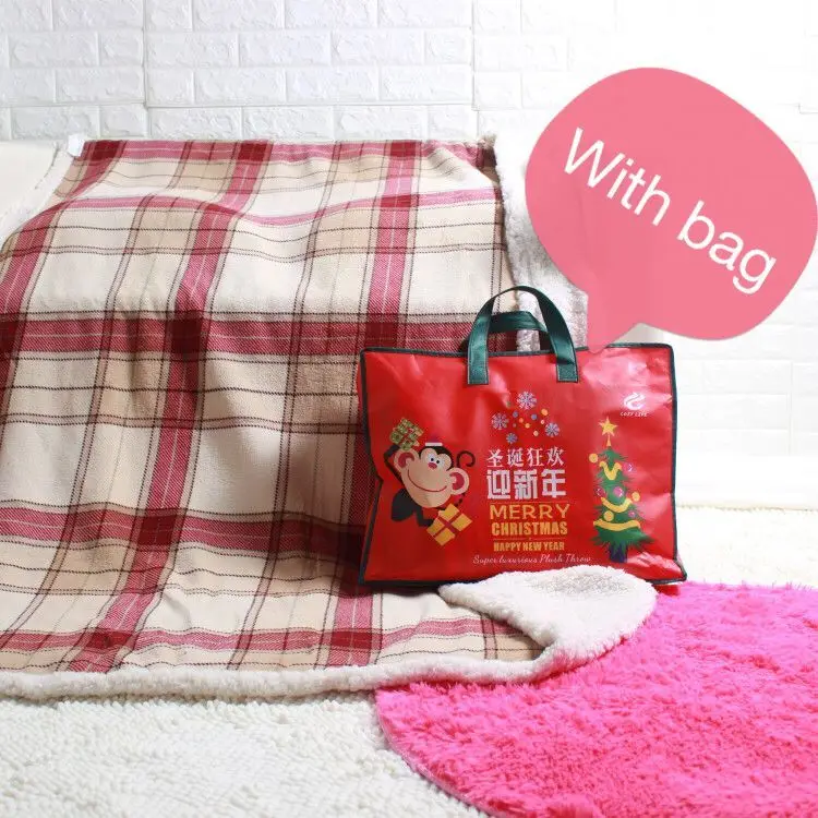 Супер мягкое клетчатое английское Клетчатое одеяло tv130x152cm 50x6", Двухслойное теплое одеяло для дивана из шерпы - Цвет: red2