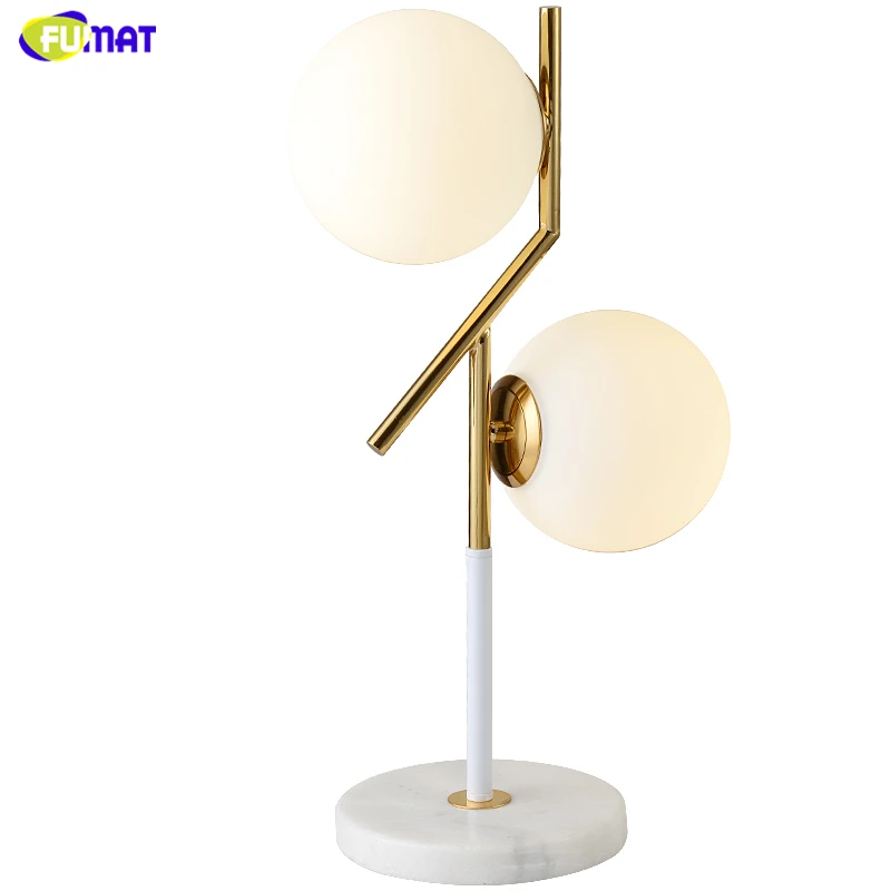 FUMAT Nordic Modern Table Lamps White Glass Balls Table Lamp Minimalism Frosted Mable base Table Light Living Room Bedside Lamp