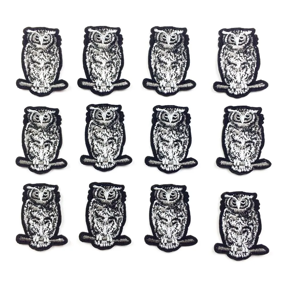 4.5*5.7cm Embroidered Iron On Patches For Clothing Embroidery Appliques Black Owl Patch Iron On