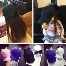 Модные стильные детские кепки бейсболки женские милые Harajuku с бантом casquette регулируемые хип-хоп однотонные бейсболка для девочки кепки