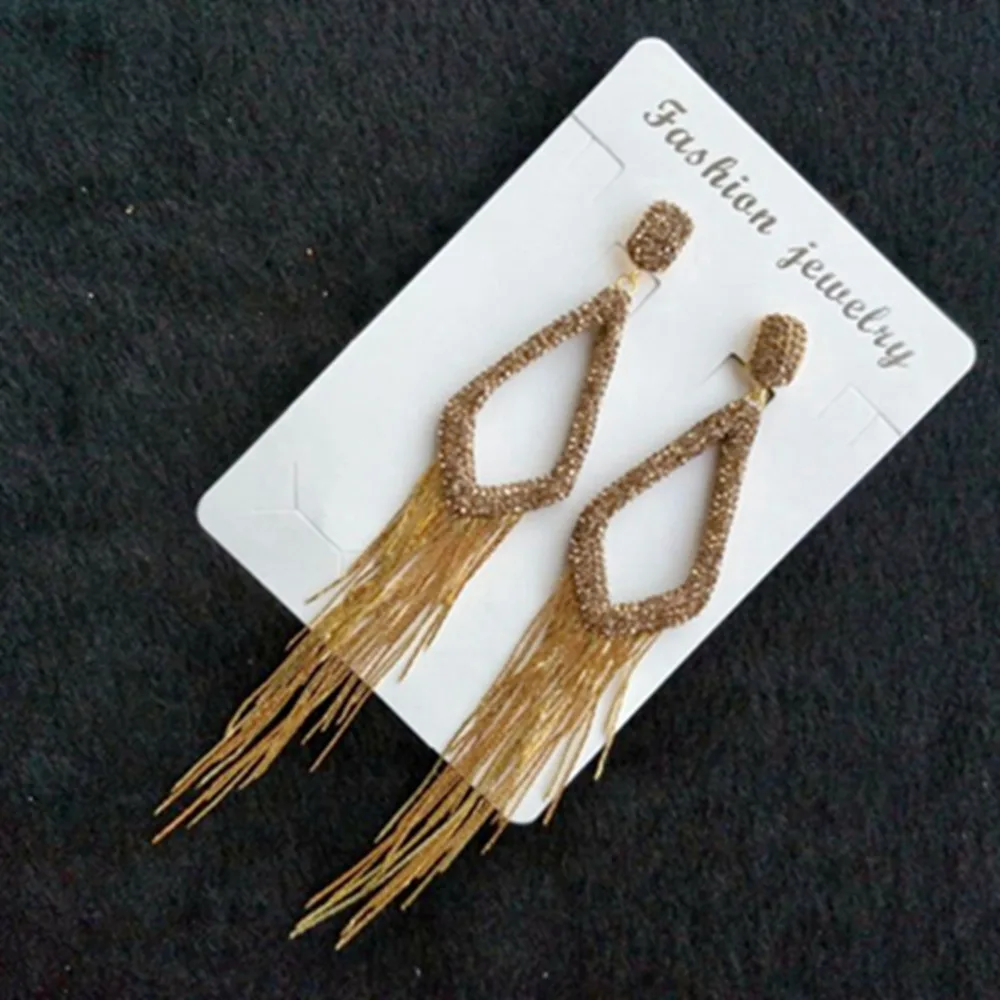 Buy Gold Black Metal Long Tassel Earrings with