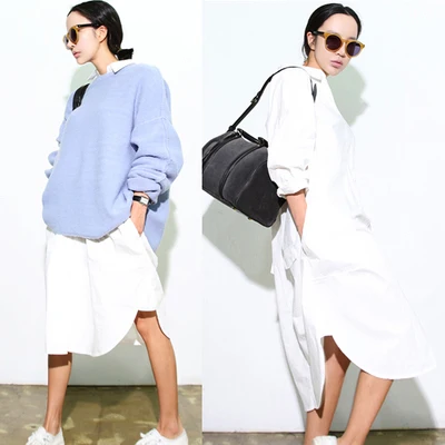  Spring Women Shirts Star Model Very Small Buttoned Pockets Garments Blouse Shirt White 3263