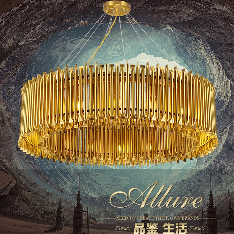 Алюминиевый сплав золото подвесные светильники столовая люстра современная для домашнего освещения высокие потолки гостиная столовая лампа