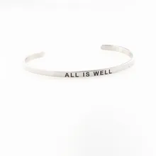 Все хорошо из нержавеющей стали серебряные браслеты-обручи цвет выгравированы положительные извещения женский браслет с мантрой подарок для мужчин