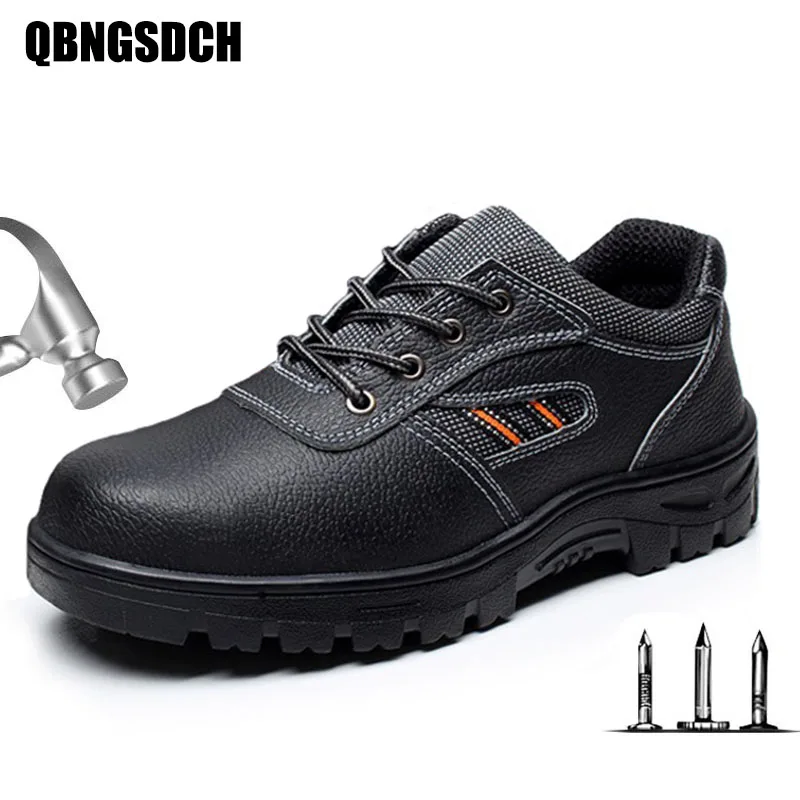 

Men Safety Shoes Steel Toe Strap Low To Help PU Leather Work Boots Resistant To Iron Filings Acid Alkali Men Protective Shoes