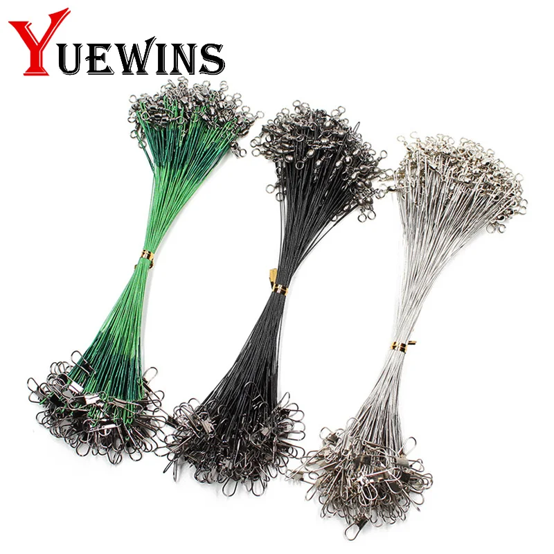 Yuewins 10 قطعة/الوحدة مكافحة دغة خيط صنارة الصيد أسلاك الفولاذ أثر حبل سلك زعيم خط وصلة دوّارة لصيد الأسماك معالجة ملحقات صيد سمك QA1148