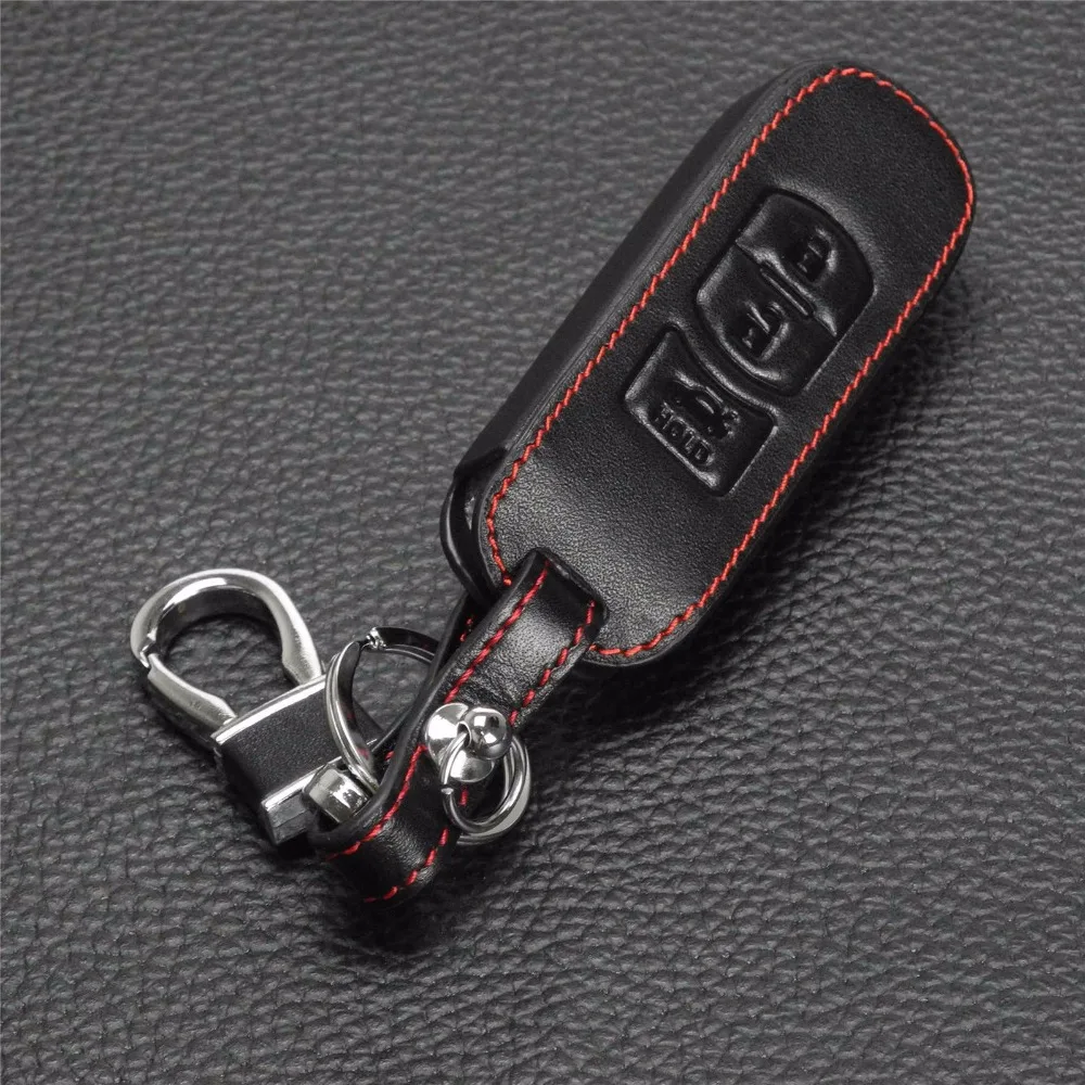 Jingyuqin удаленного 3 кнопки Натуральная кожа Автомобильный держатель для ключей на сумку чехол крышка протектор для Mazda 6/3 Cx-5 Cx-7 Cx-9