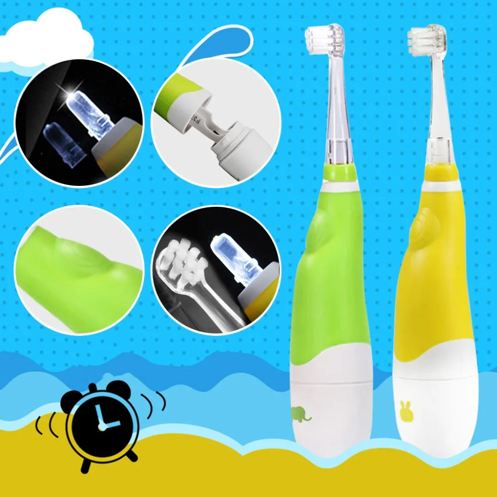 SEAGO Baby Battery Powered LED Light Electric Toothbrush with 3 Brush