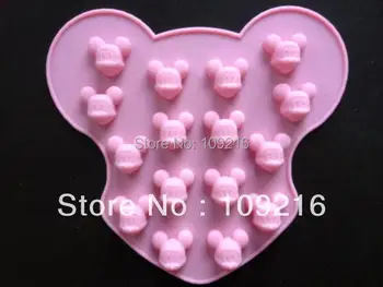 

1pcs New style 16 Holes Mickey Green Good Quality 100% Food Grade Silicone Chocolate/Jelly/Pudding/Ice/Candy DIY Mold