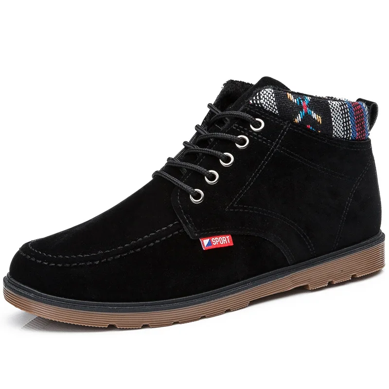 Winter Men Boots Cotton Shoes Hot Lace up Style Trend Fashion Man High Top Plush Keep