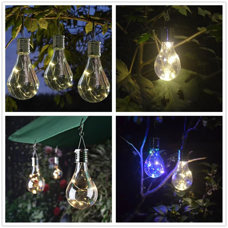 4 Pcs Outdoor LED Solar Light Bulb Light Sensor Rotatable Solar Powered Lamp Hanging Garden Decorate Camping Tent Lanterns Lamp (9)