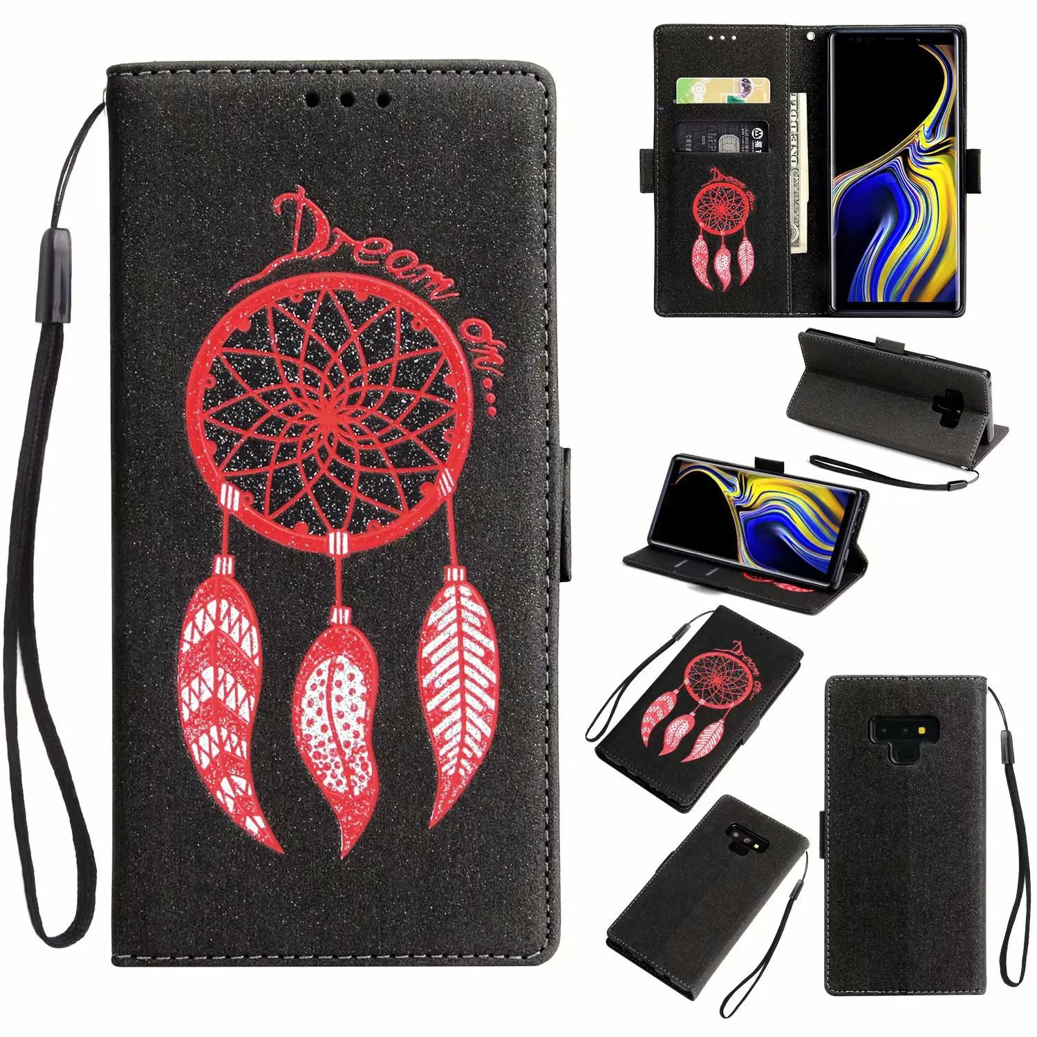 

Wind Chimes Flip Leather Cover for Samsung Galaxy Note 9 8 S9 S8 Plus S7 S6 Edge IPhone X XR XS MAX 8 7 6 Wallet Case Stand Card