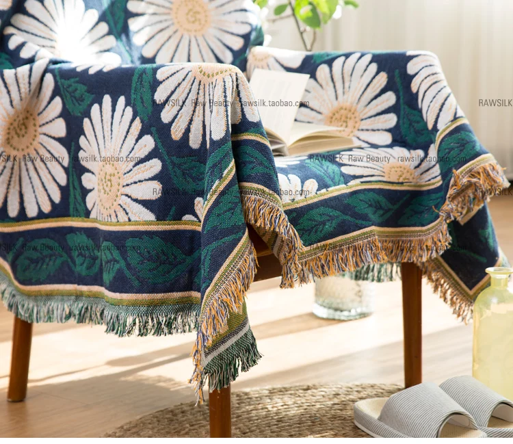 Daisy Flowers хлопковый диван с разрисованной ткани наборы трикотажный хлопок толстый Противоскользящий удобный мягкий и дышащий диван одеяло антепендиум