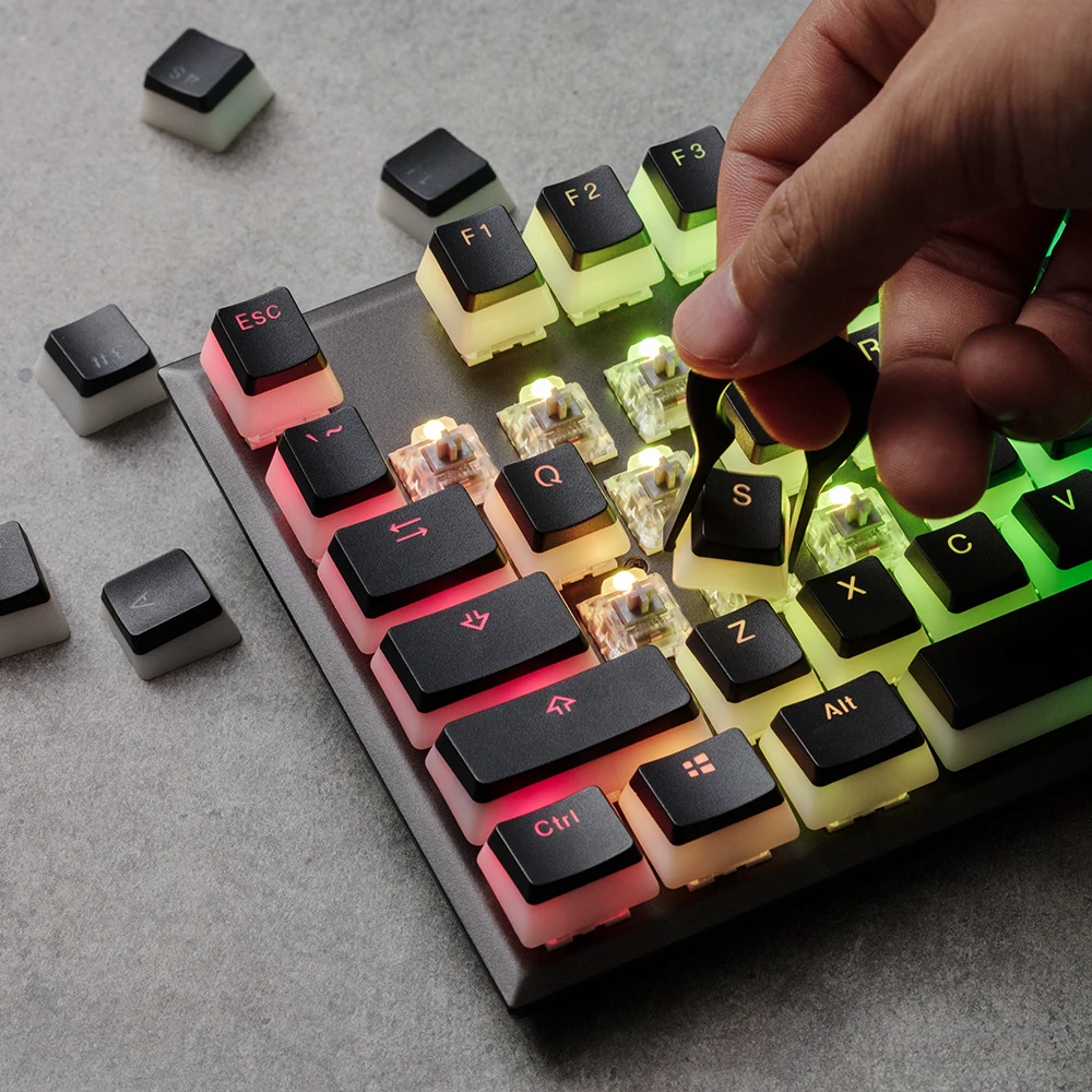 Клавиши HyperX с колпачком для клавиш Double Shot PBT прозрачным пудингом в двухслойном