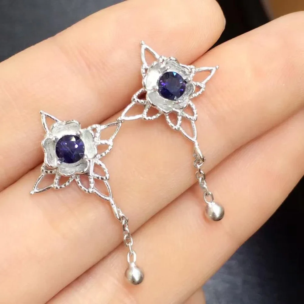 

Qi Xuan_Fashion Jewelry_Dark Blue Stone Elegant Cross Woman Earrings_S925 Solid Silver Fashion Earrings_Factory Directly Sales
