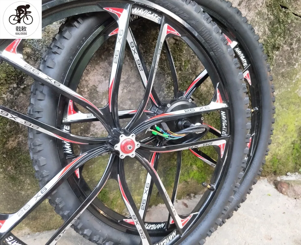 Cheap Kalosse Electric  wheels+tires+tubes   36/48V  350W  26inch  135mm  electrical  bike  integrated bike motor 7
