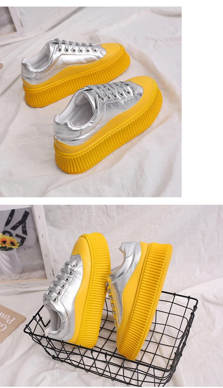 Zapatillas mujer 2019 żółty czerwony moda mieszane kolory buty damskie trampki cekiny grube dno tenis feminino MS-80 -