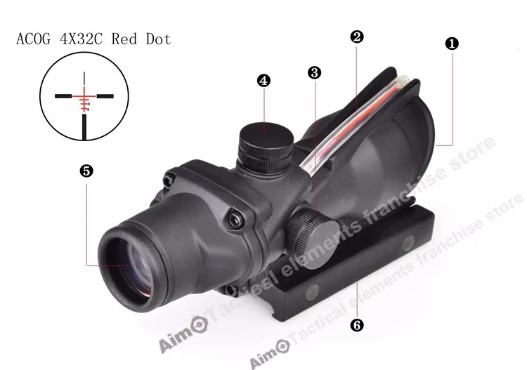 AIM 4X32 источник волокна красный и зеленый освещенный прицел черный и коричневый цвет для страйкбола AO1002