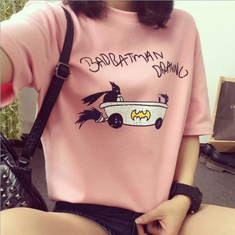 

Spring Summer New T shirt Women Cute Cartoon Print Short Sleeve O Neck Cotton Tshirt Femme Casual Slim Fit T-shirt Woman
