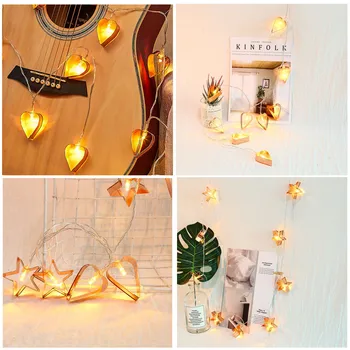 

Battery Operated1.6M 10LED Iron Heart Light String Best Party Wedding Decoration led string lights Home lighting string decor