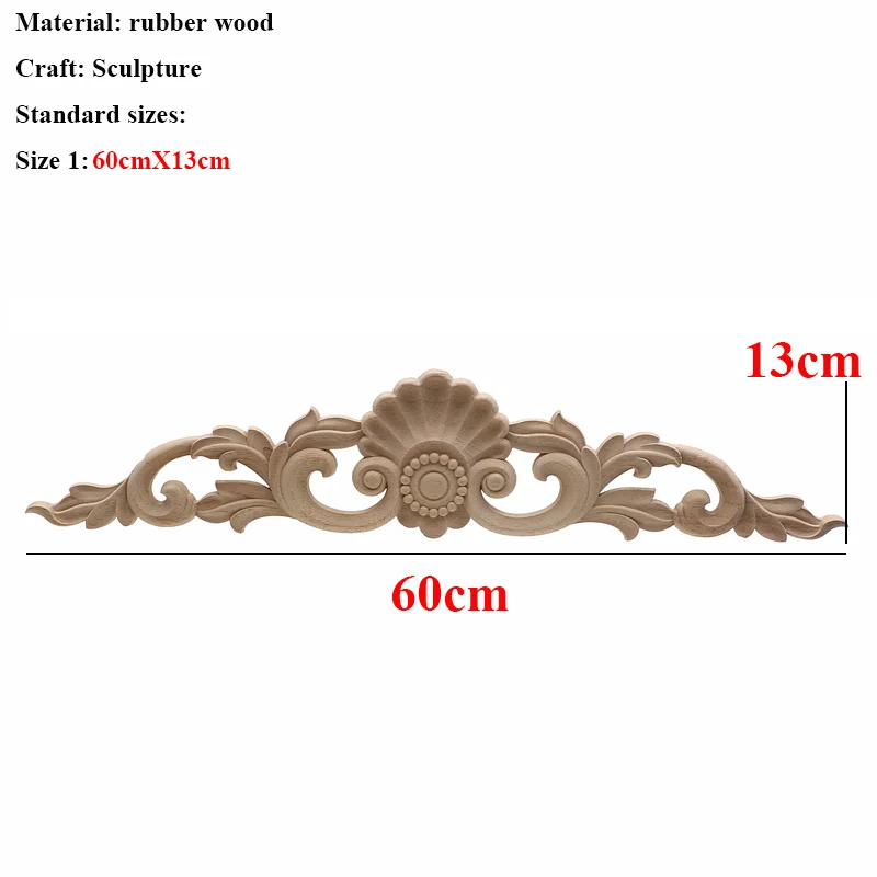 VZLX деревянные наклейки с резьбой угловая рама двери мебель резьба по дереву декоративные деревянные фигурки ремесло длинная аппликация украшения - Цвет: 60cmX13cm