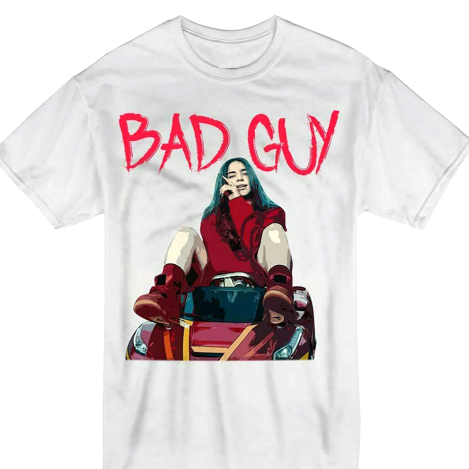 Billie Eilish Bad Guy White T-Shirt When We All Fall Asleep Where Do Go S-3XL Short Sleeve T Shirt Cotton Shirts Top Tee |