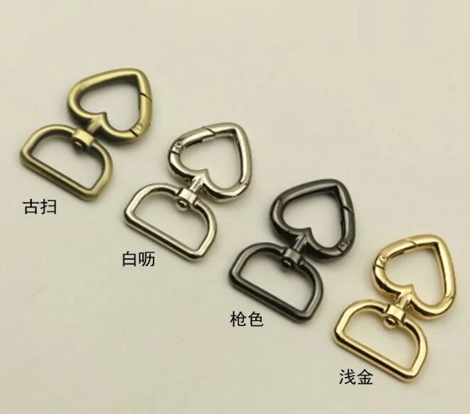 

(10 pieces/lot) Bags Bags Shoulder straps Link Love Shape Opening Spring Ring DIY Bag hook Hardware accessories