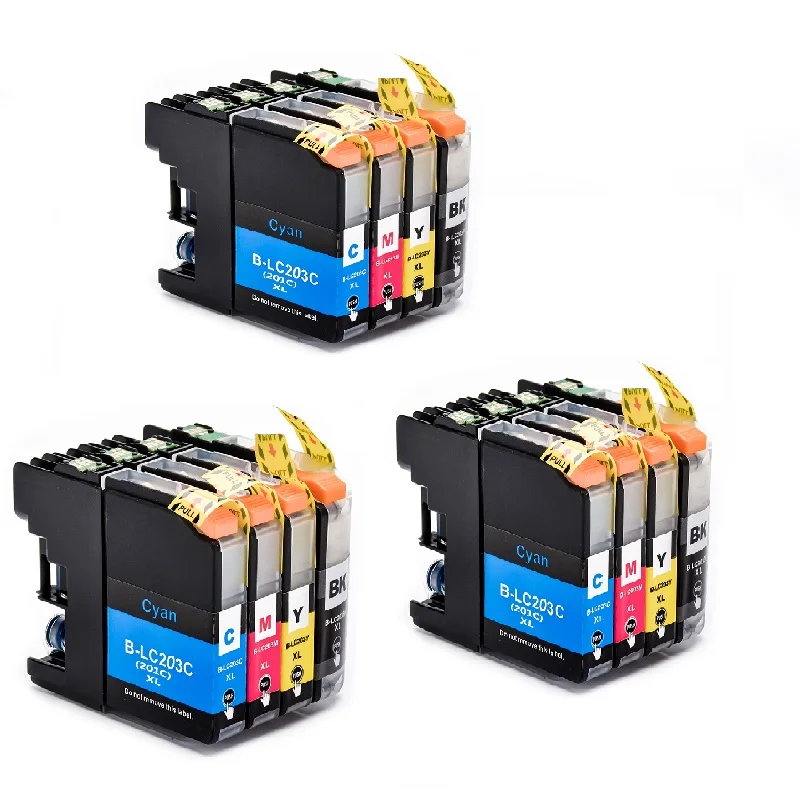 XIMO 12pcs LC201 LC203 Compatibel Ink Cartridge For Brother MFC J885DW