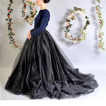 

Elegant Black A-Line Women's Skirts Tiered Ruffle High Waist Zipper Tiered Party Skirts Custom Made Prom Skirts New Style
